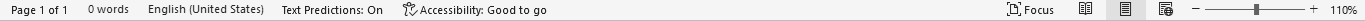 Word interface Status bar